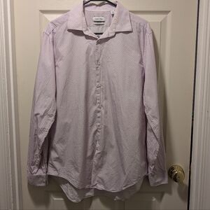 Calvin Klein Slim Fit Size 34 / 35 and 16-16.5 Neck Purple Pattern Button-Up